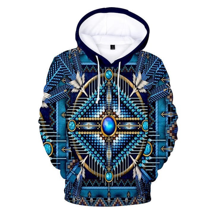 Native American Mandala Pattern Blue Hoodie