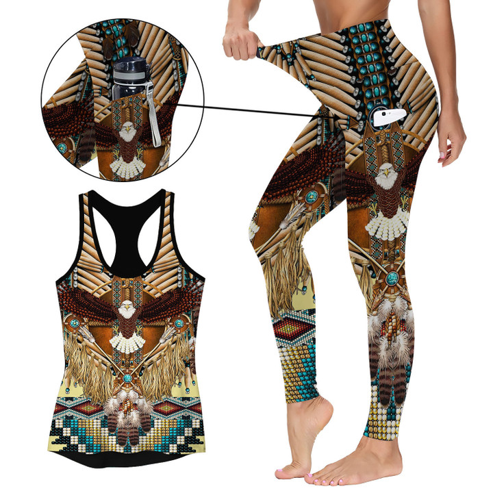 Native American Eagle Activewear Outfit: Racerback Tank Top & High Waist Leggings with Pockets Outfit