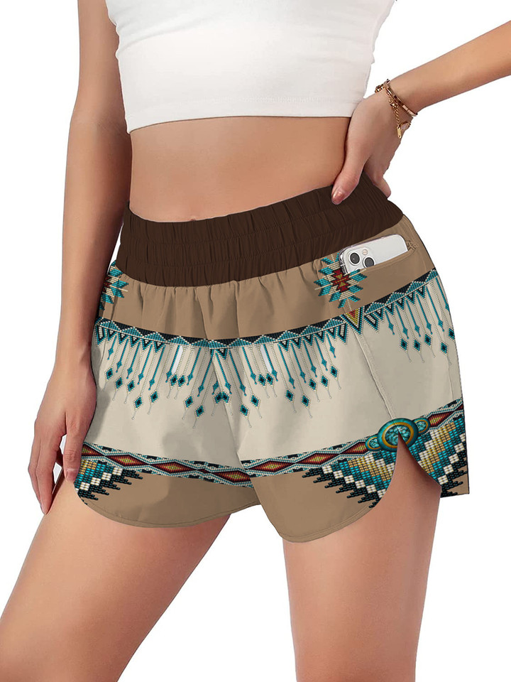 Native American 02 Quick-Dry Running Shorts: Workout Sport Layer Active Shorts with Pockets
