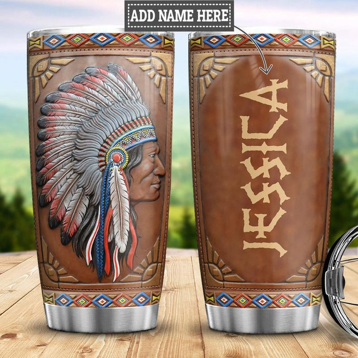 Native American Leather Style Limited Custom ��� Tumbler - OwlsMatrix
