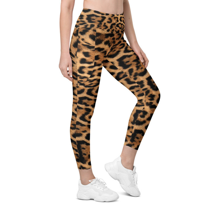 Leopard Skin High Waist Leggings with Pockets
