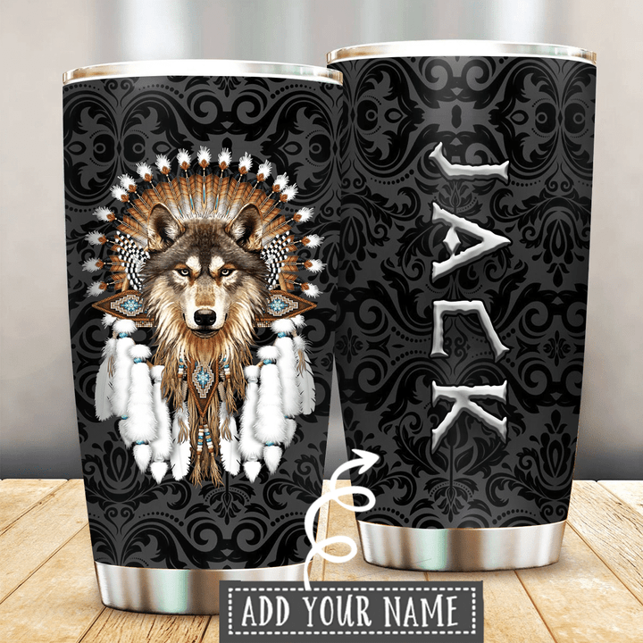 Native Wolf Dreamcatcher Custom Name Limited Special ��� Stainless Steel Tumbler