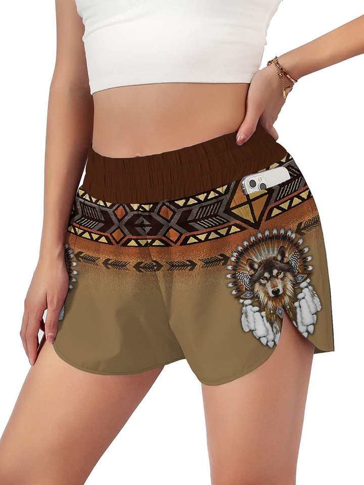 Native American Quick-Dry Running Shorts: Workout Sport Layer Active Shorts with Pockets