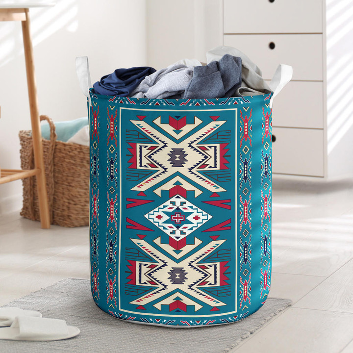 Blue Pink Pattern Laundry Basket