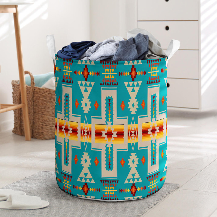 Turquoise Tribe Design Laundry Basket