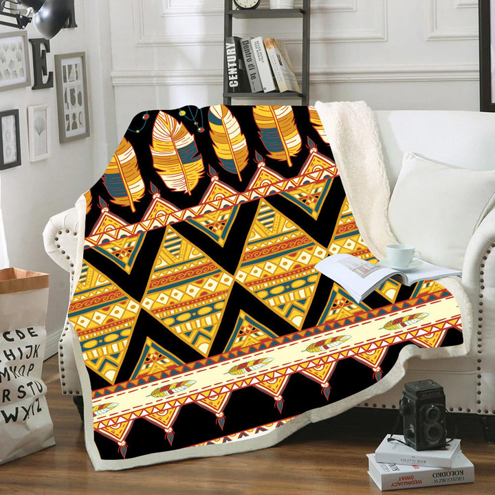 Feather Yellow Native Blanket