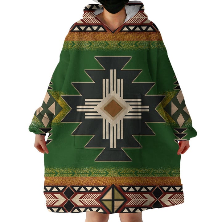 Southwest Green Symbol Sherpa Hoodie Blankets
