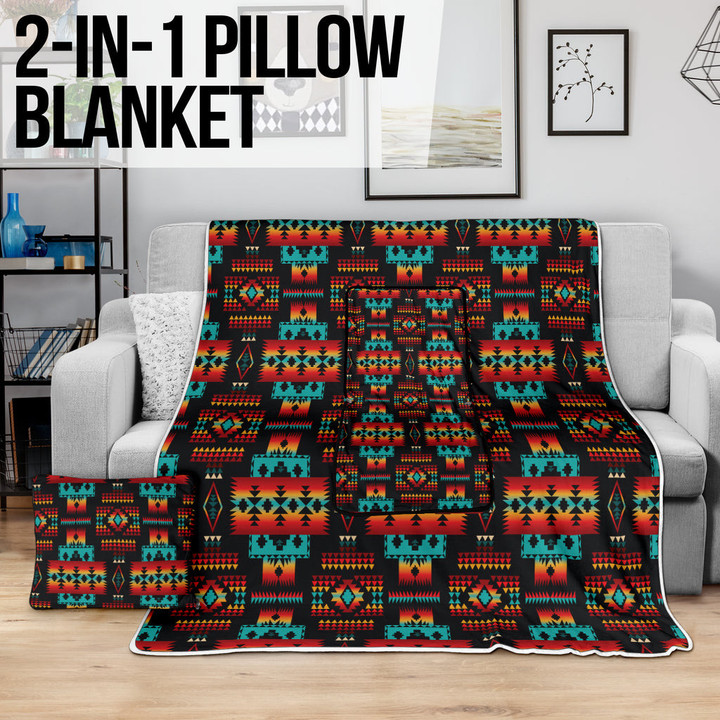 Black Native Tribes Pattern Pillow Blanket