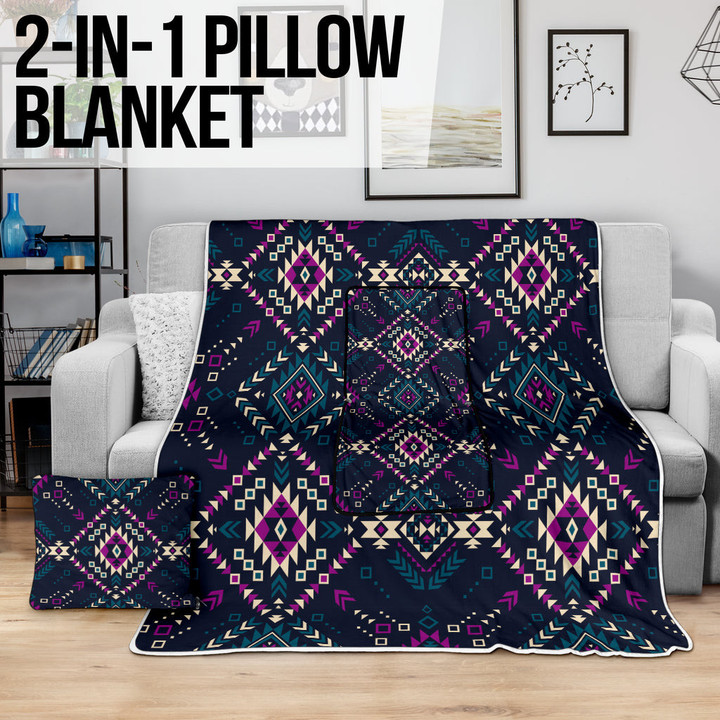 Dark Color Pattern Pillow Blanket 01