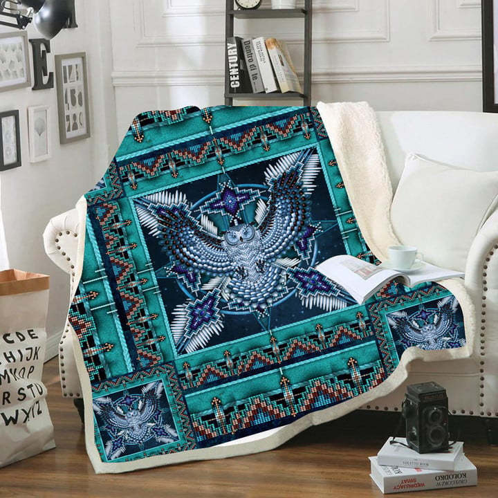 Pattern Blue Thunderbird Mandala Blanket 02
