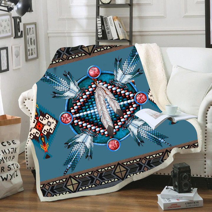 Pattern Blue Mandala Native Blanket