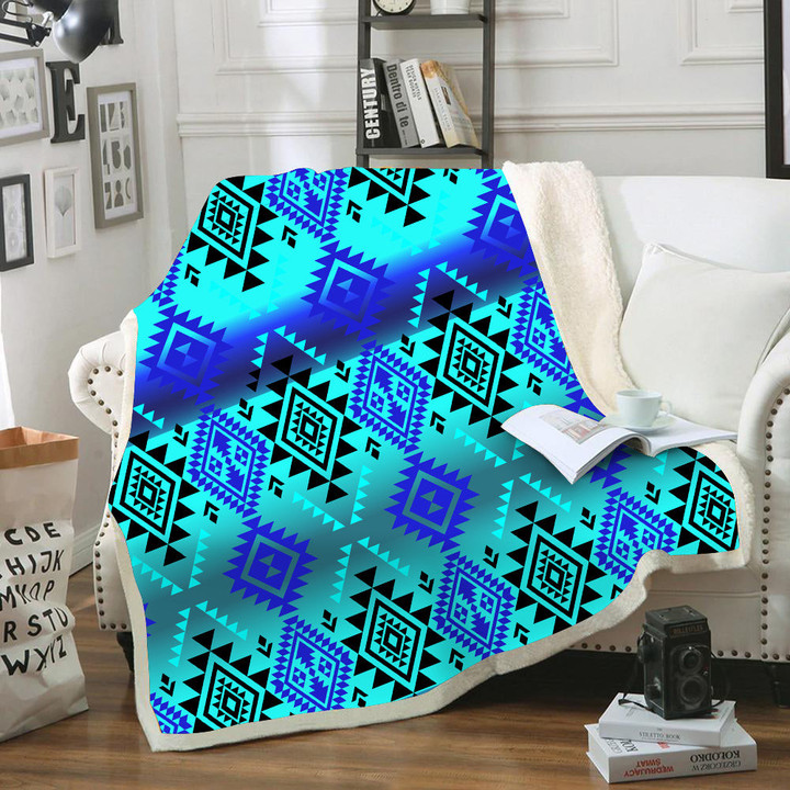 Pattern Blue Native Blanket 03