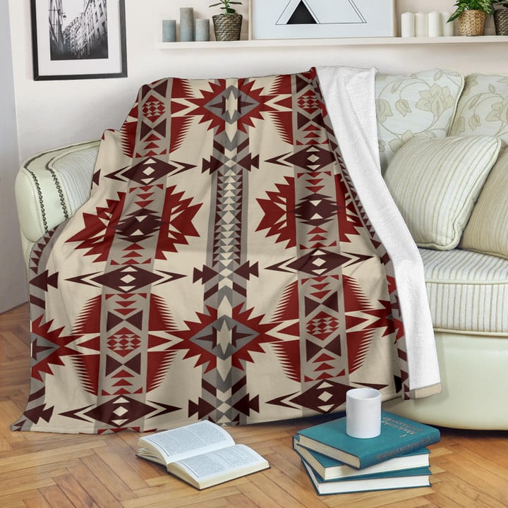 Pattern Brow And Red Premium Blanket