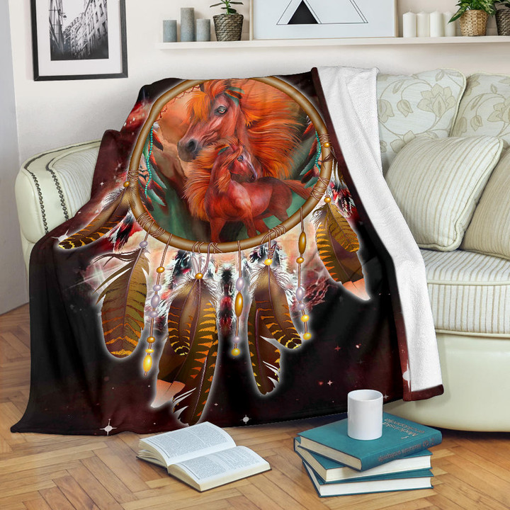 Horses Red Galaxy Native Blanket