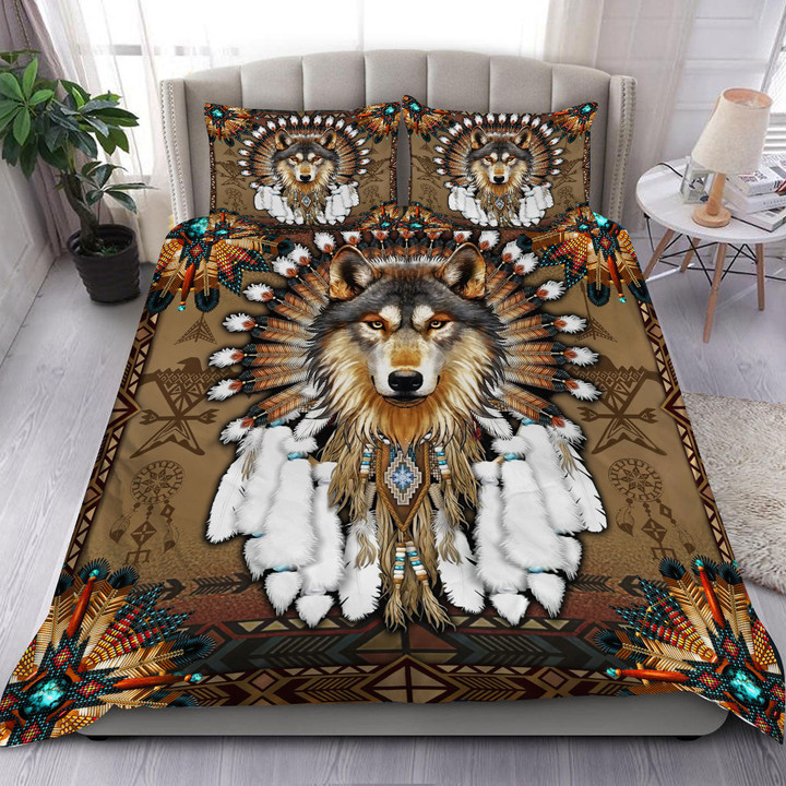Wolf Native American Bedding Set 03