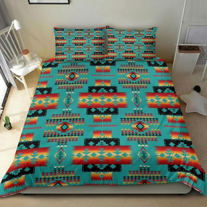 Blue Native Tribes Pattern Native American Bedding Sets 01
