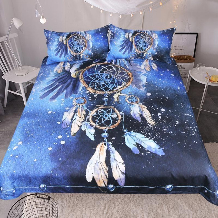 Native American 3D Blue Dreamcatcher Bedding Set