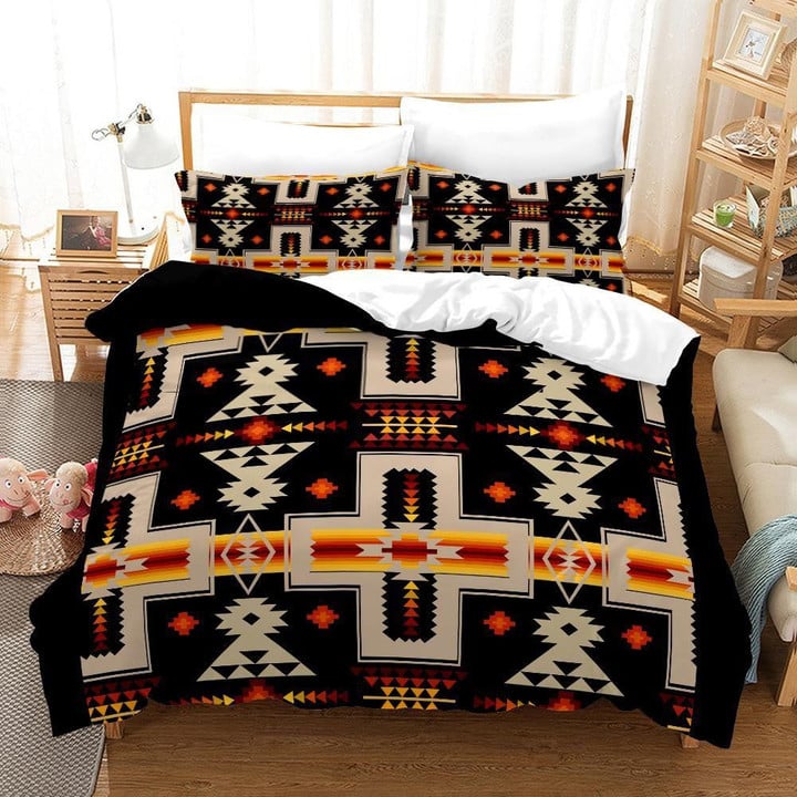 Black Native Tribes Pattern Native American Bedding Sets 02