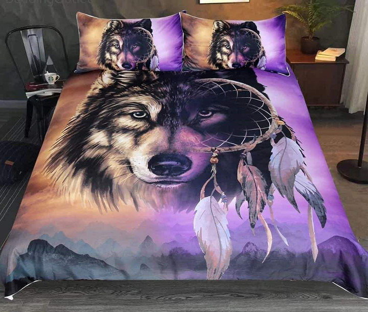 Two Colors Wolf Dreamcatcher Native American Bedding Set