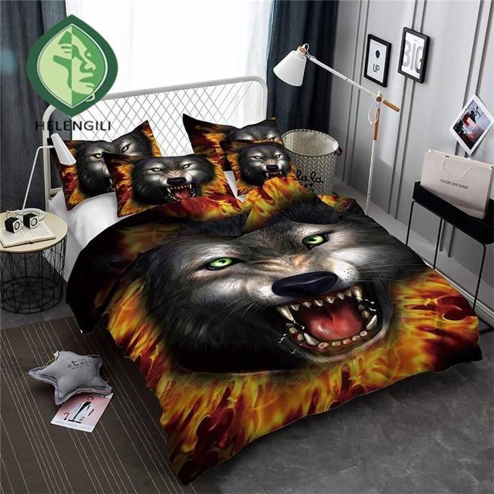 Roar Of Wolf Native American Bedding Set