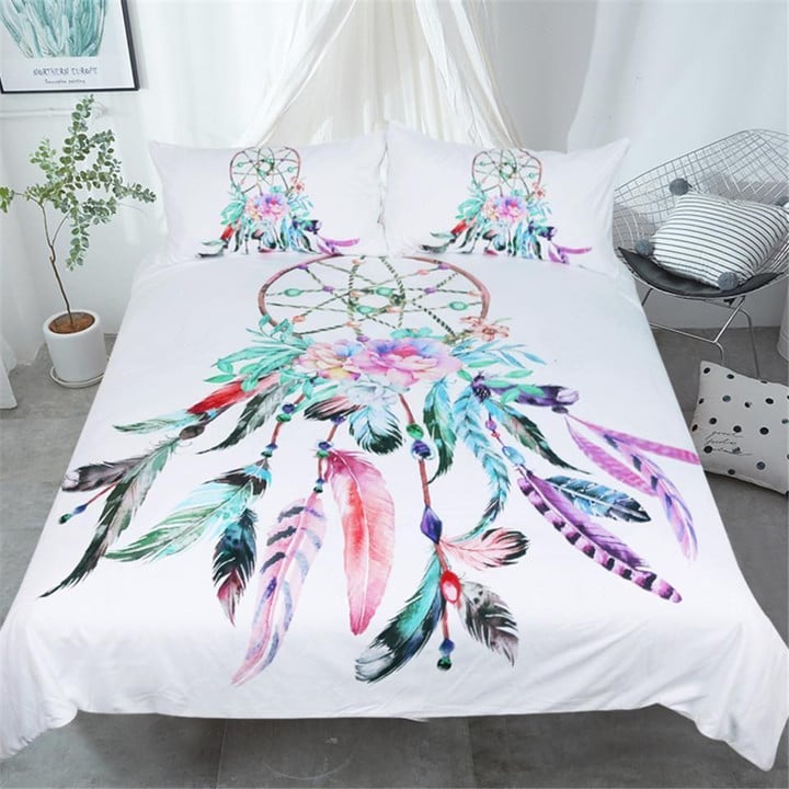 Feathers Floral Dreamcatcher Native American Bedding Set