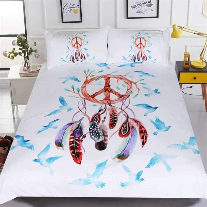 Dreamcatcher Watercolor Peace Native American Bedding Set