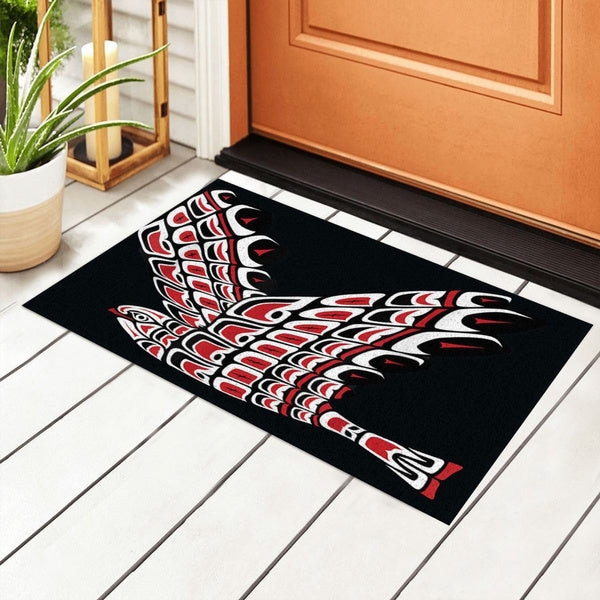 Pacific Northwest Red Tail Hawk Native American Doormat, Native American House Decorative Welcome Doormat
