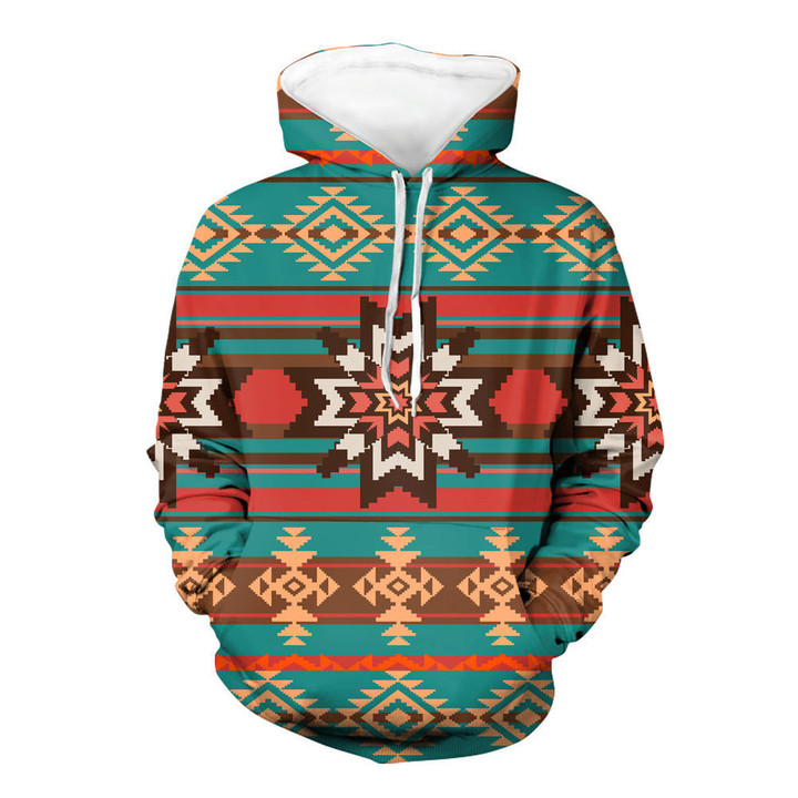 GB-NAT00320 Ethnic Ornament Seamless Pattern Native American Hoodie
