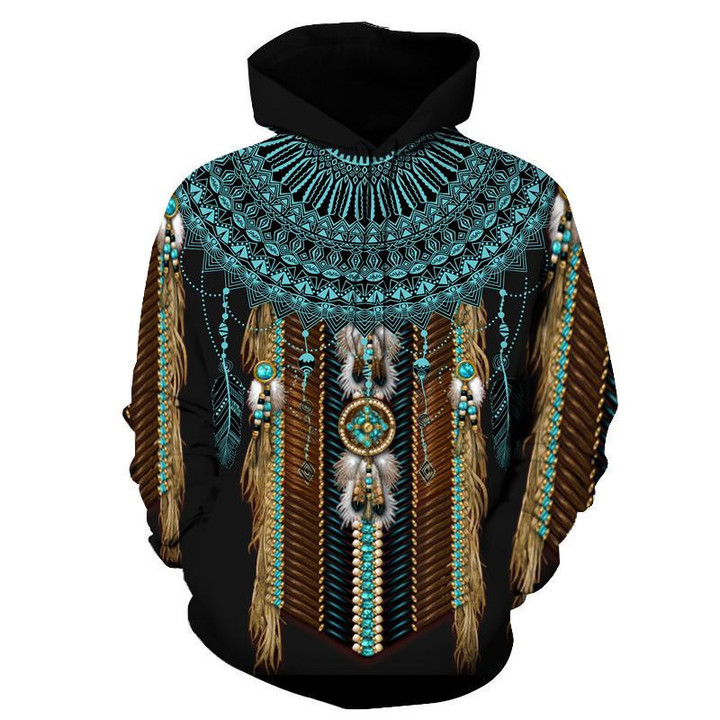 Black Native American Pattern Hoodie
