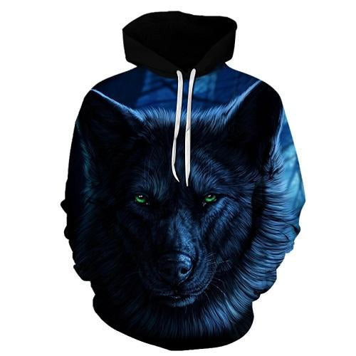 Wolf Blue Face 3D Native American Hoodie
