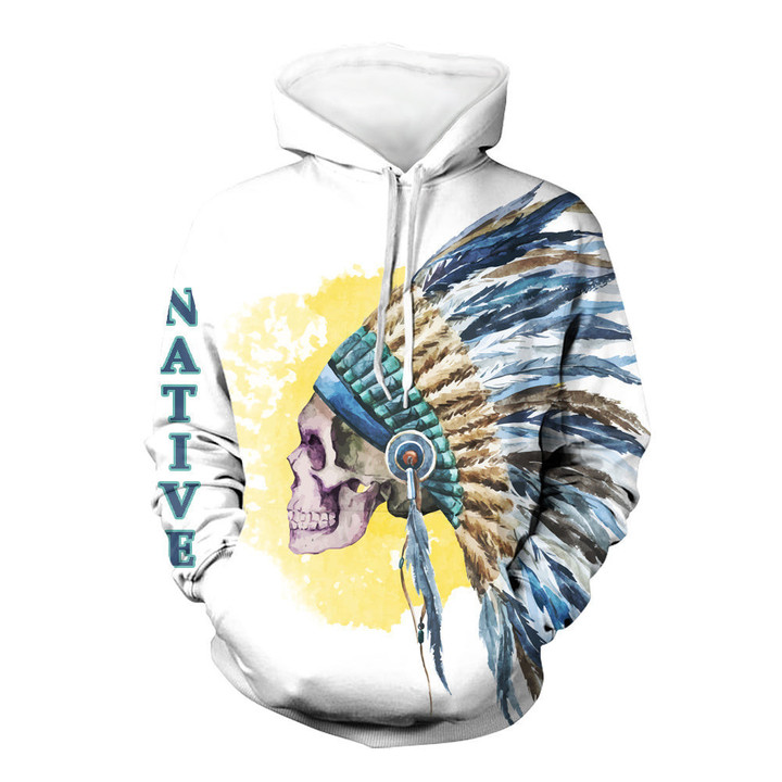 GB-NAT00361 Skull Chief Native American 3D Hoodie