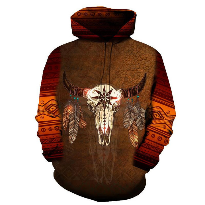 Bison Head Indigenous Quotes Native American Design 3D Hoodie