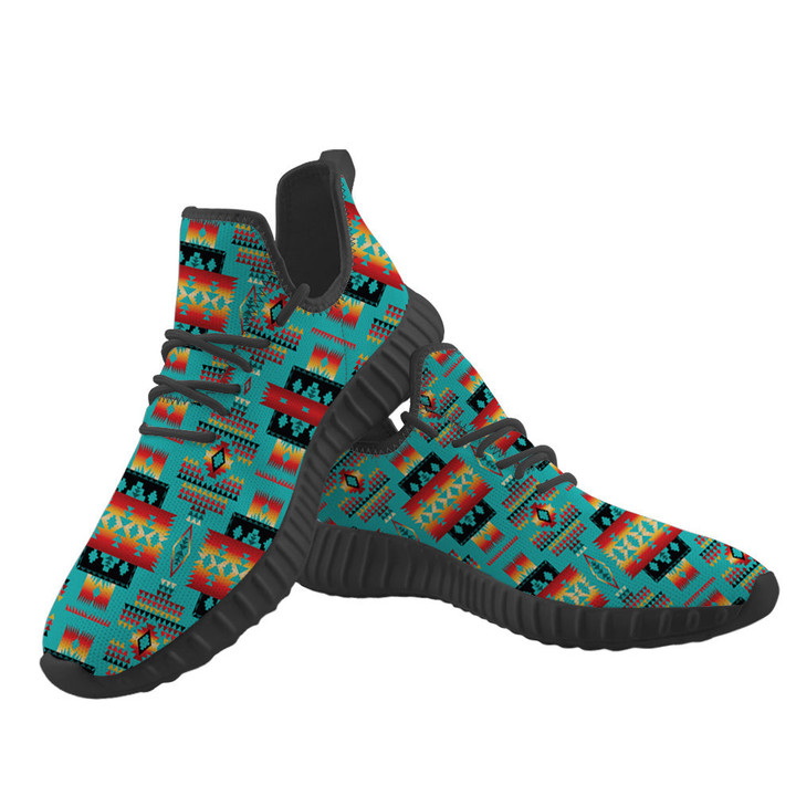 Blue Native Tribes Pattern Native American Yeezy Shoes
