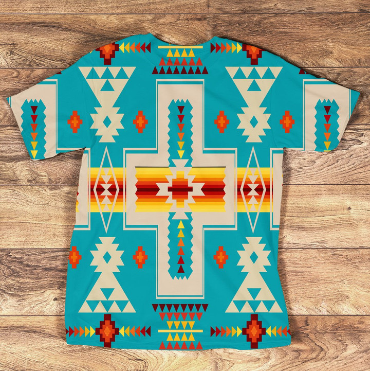 GB-NAT00062-3DTS -05 Turquoise Tribe Design Native American All-Over T-Shirt
