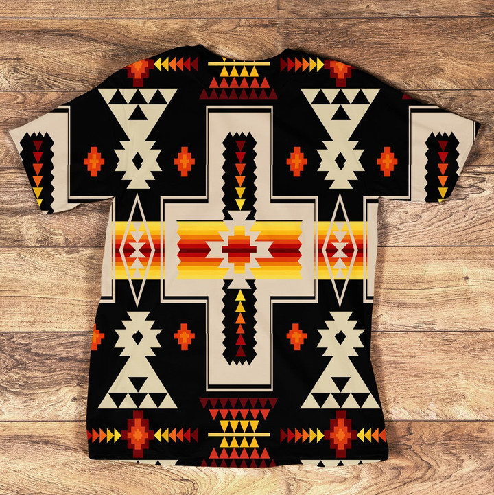 GB-NAT00062-3DTS01 Black Tribe Design Native American All-Over T-Shirt