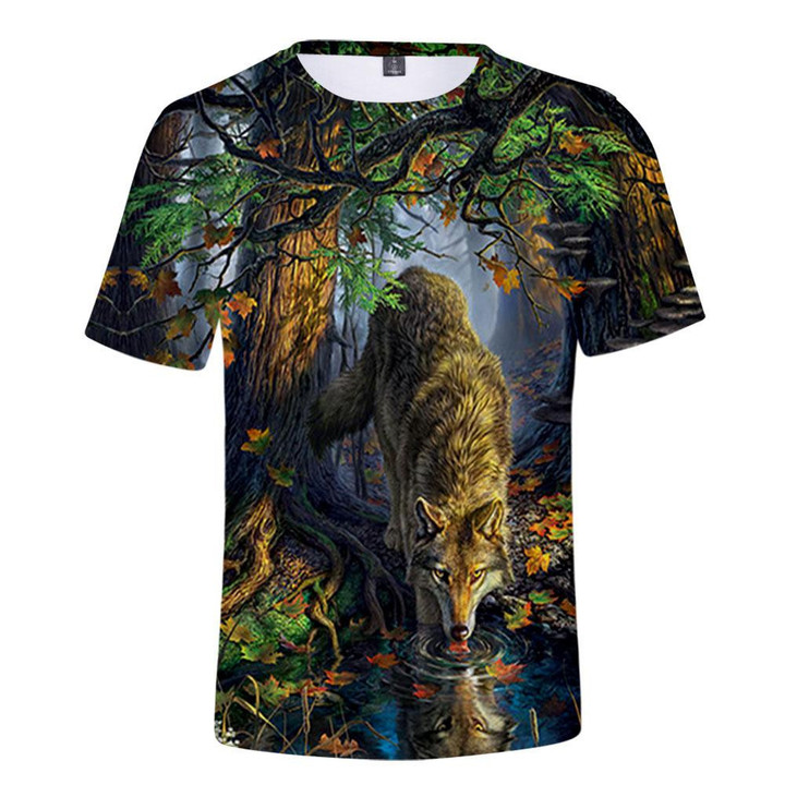 Wolf By The River Native American 3D Tshirt