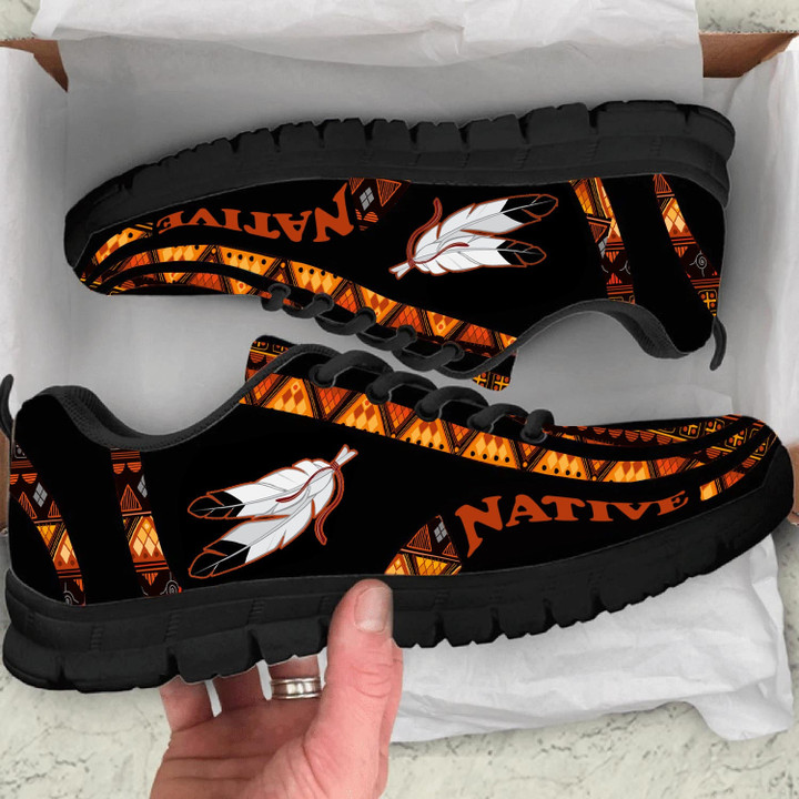 Orange Pattern Feather Native Sneakers 02