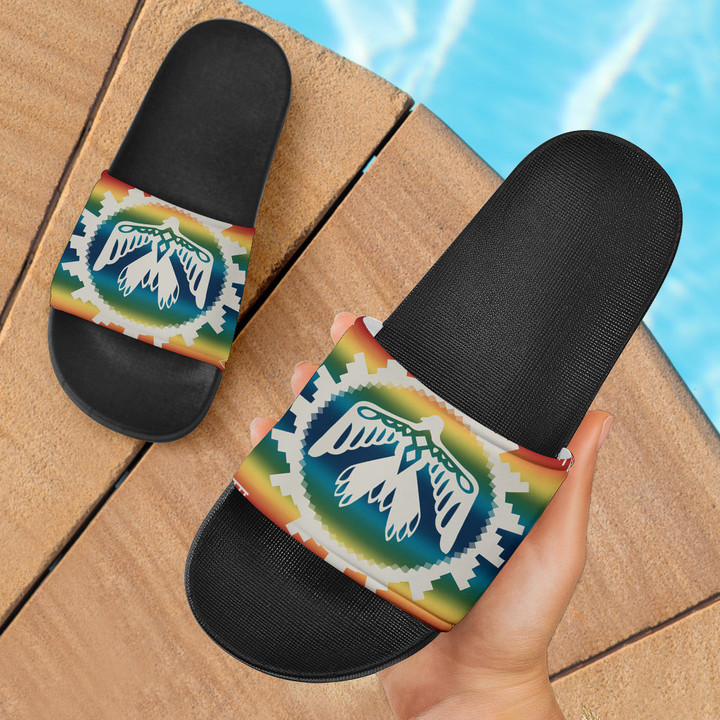 Thunderbird Rainbow Native American Slide Sandals