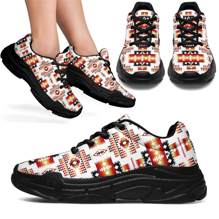 White Tribes Pattern Native American Chunky Sneakers