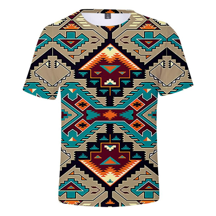 Native American Tribal Ethnic Pattern Blue Art 3D Tshirt