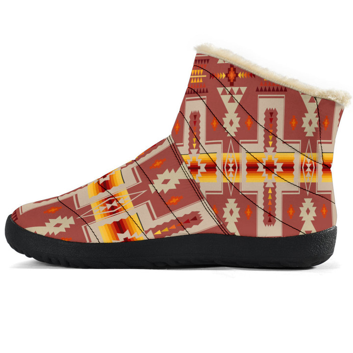 Tan Tribe Design Native American Cozy Winter Boots