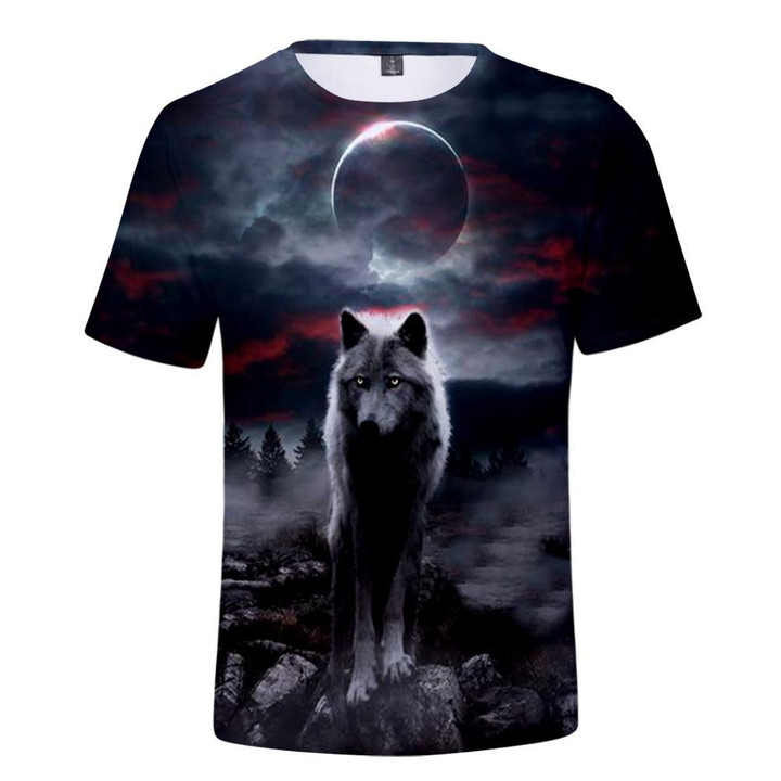 Moon Wolf Winter Native American 3D Tshirt