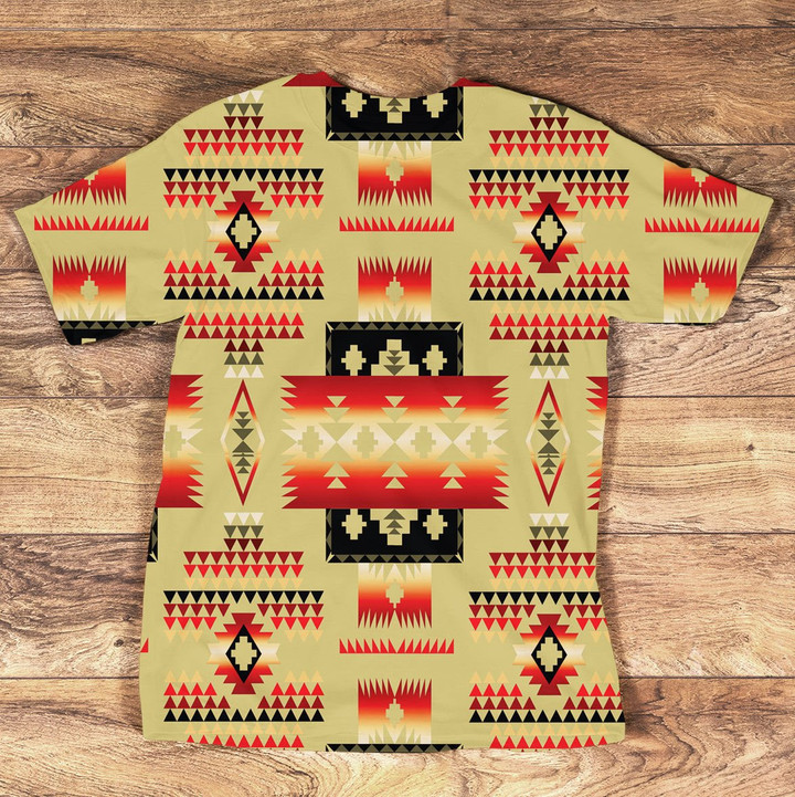 GB-NAT00046-3DTS03 Light Brown Tribe Design Native American All-Over T-Shirt