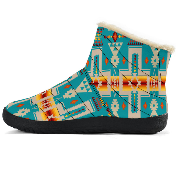 Turquoise Tribe Design Native American Cozy Winter Boots