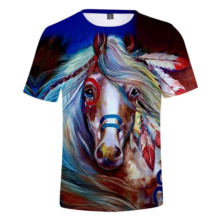 Full Color Horse Native American Art 3D Tshirt