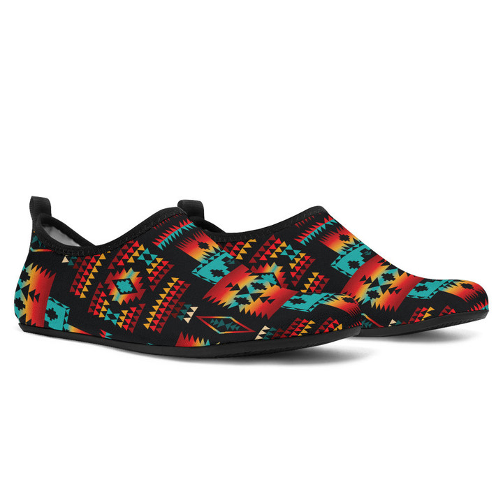 Black Native Tribes Pattern Native American Aqua Shoes