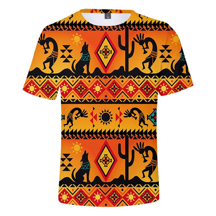 Kokopelli Myth Yellow Native American 3D Tshirt