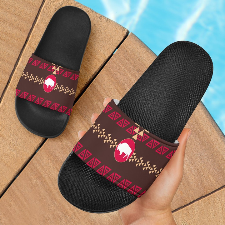 Brown Bison Native American Slide Sandals
