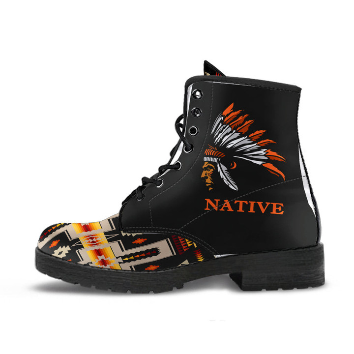 Black Tribe Design Native American Leather Boots 02