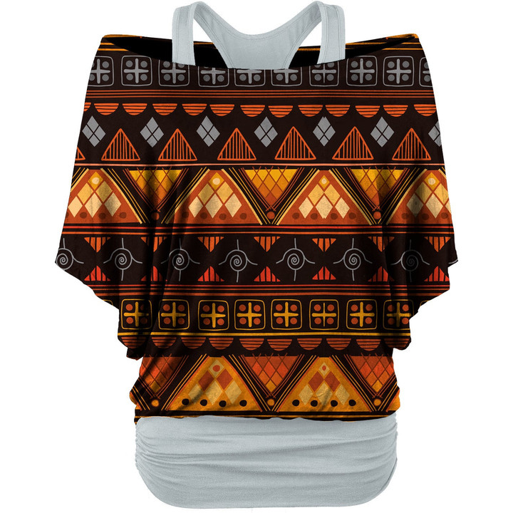 GB-NAT00644 Pattern Orange Native Women's Loose Dolman Sleeve Shirt